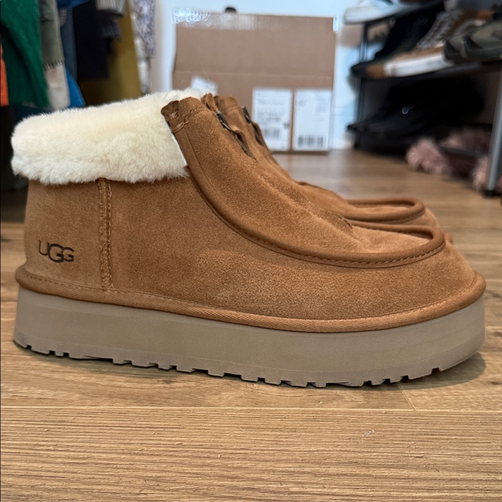 UGG Tan Winter Boots with Cream Fur